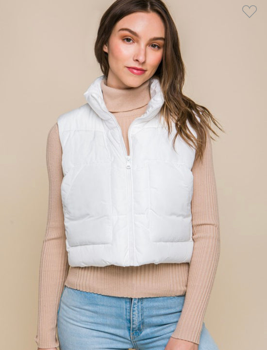 Assorted Color Puffer Vest with Pockets