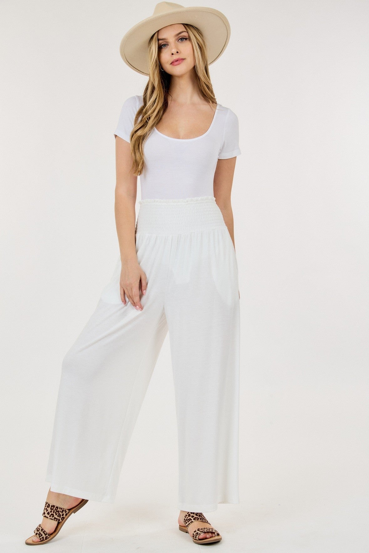 WIDE-LEG ELASTIC PANTS WITH POCKETS - In Store