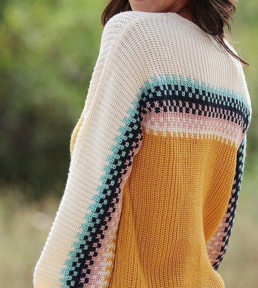 Multi Color Stripe Pattern Sweater