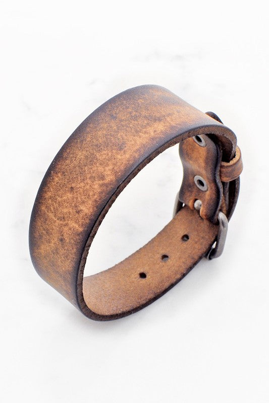 Simple Buckle Leather Cuff Bracelet