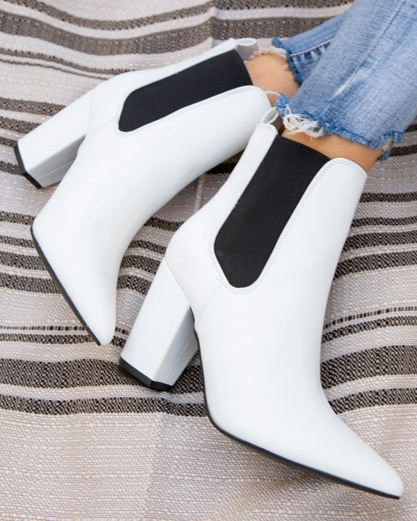 White Pointed Toe Booties