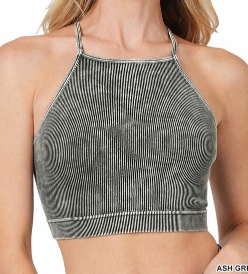 PLUS WASHED RIBBED SEAMLESS CROPPED CAMI TOP