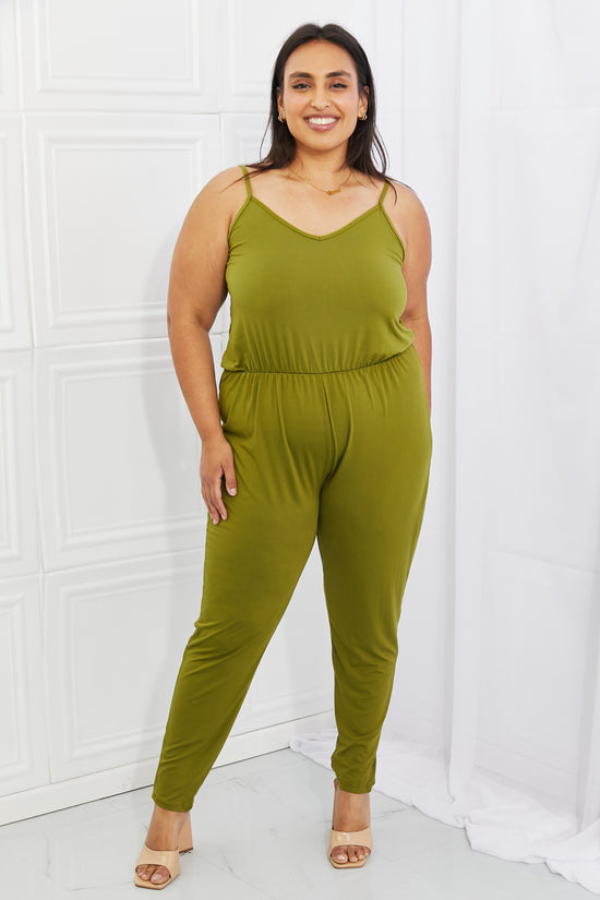 Capella Comfy Casual Full Size Solid Elastic Waistband Jumpsuit in Chartreuse- ONLINE ONLY 2-7 DAY SHIP
