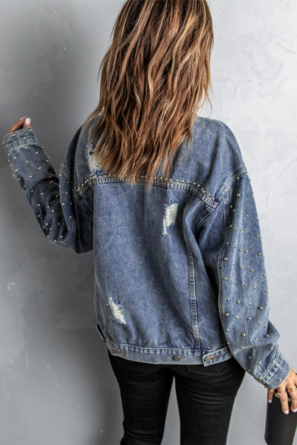 Studded Button Down Denim Jacket- ONLINE ONLY 2-10 day Shipping