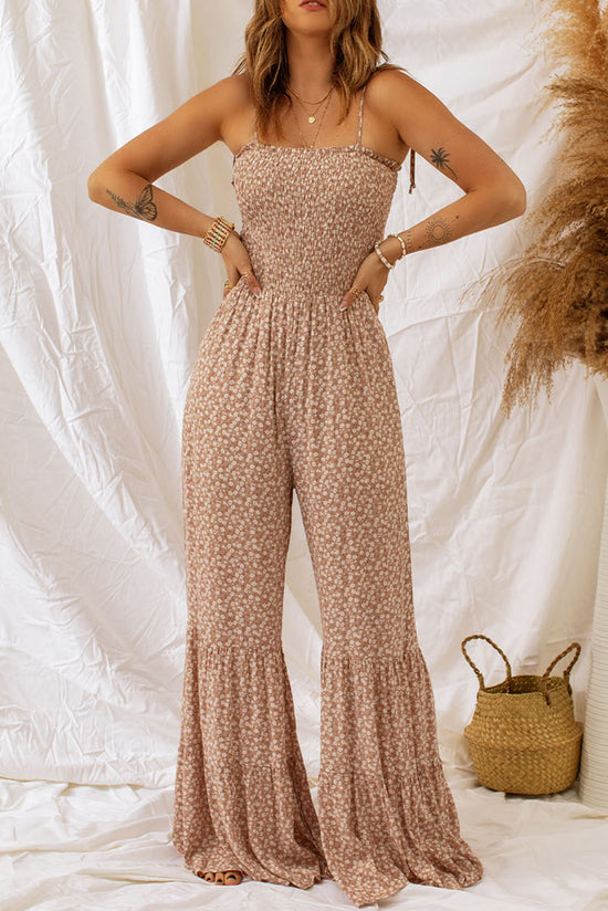 Floral Spaghetti Strap Smocked Wide Leg Jumpsuit- ONLINE ONLY 2-7 DAY SHIP