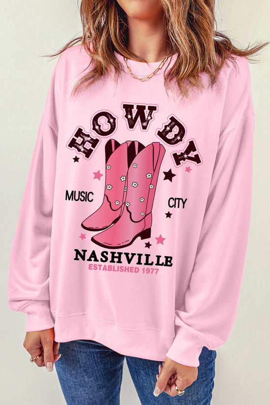 Cowboy Boots Graphic Dropped Shoulder Sweatshirt- ONLINE ONLY 2-10 DAY SHIPPING