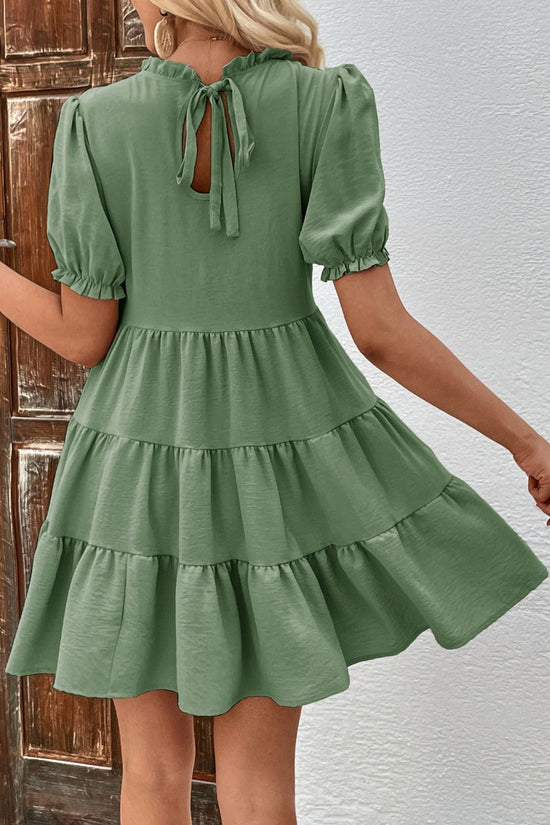 Puff Sleeve Tie Back Tiered Dress- ONLINE ONLY 2-10 DAY SHIPPING
