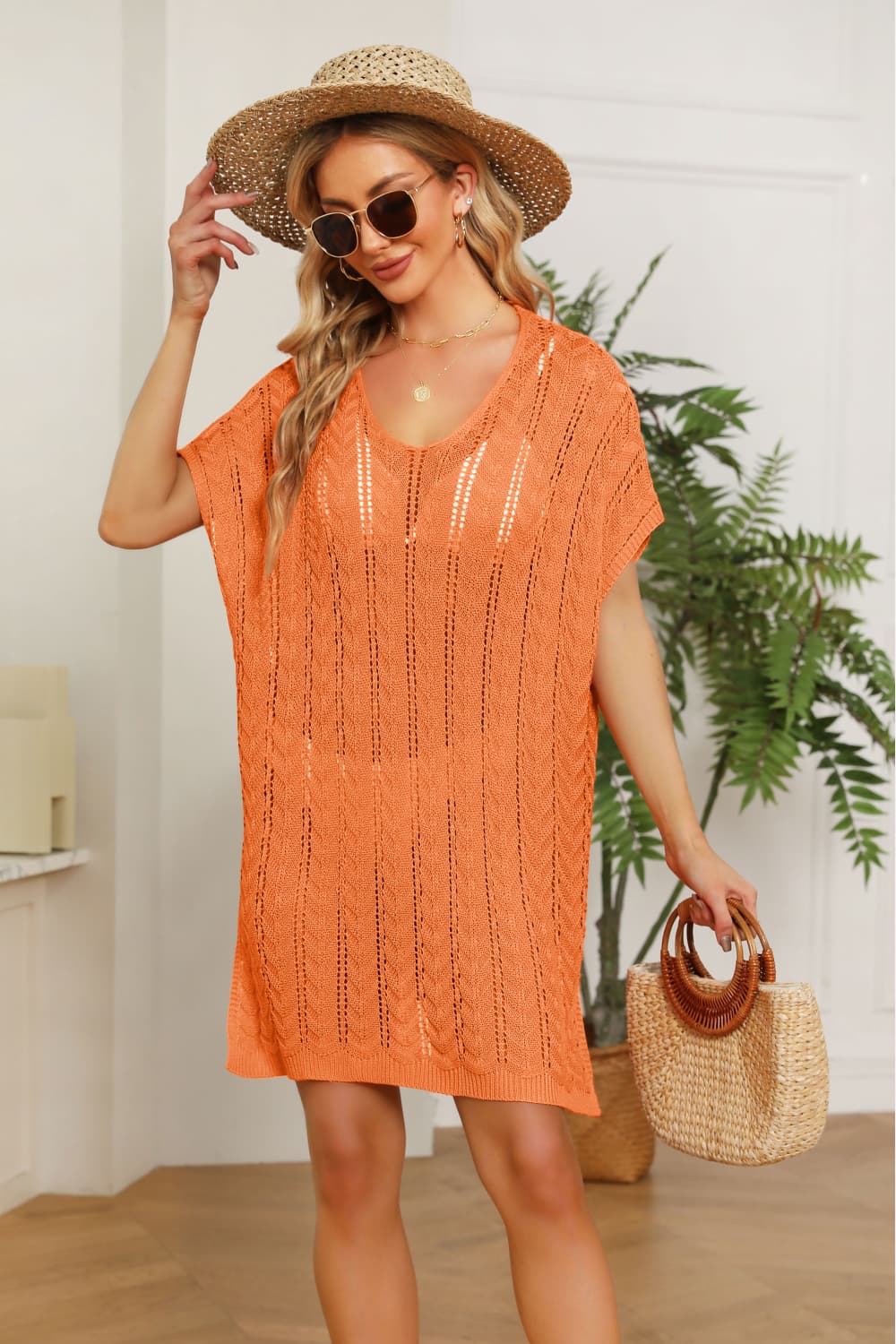 Openwork Side Slit Knit Dress- ONLINE ONLY 2-10 DAY SHIPPING