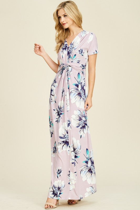 PLUS FLORAL SHORTSLEEVE MAXI DRESS- IN-STORE