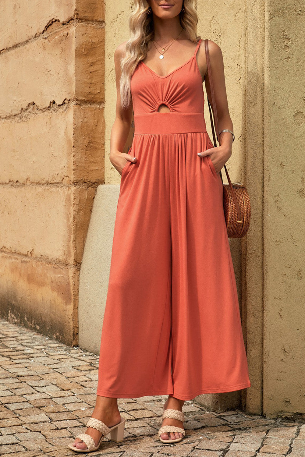 Smocked Spaghetti Strap Wide Leg Jumpsuit- ONLINE ONLY 2-7 DAY SHIP
