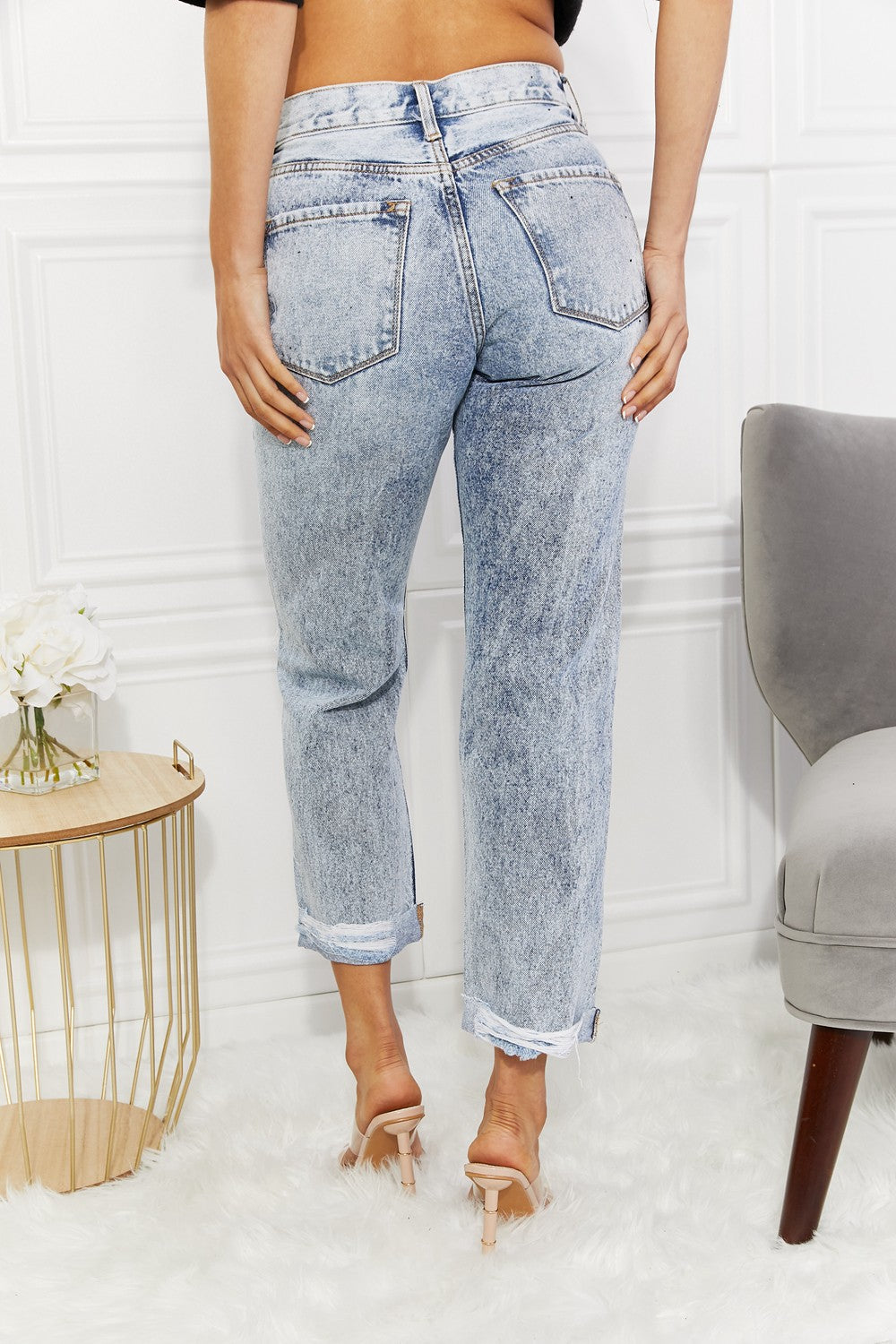 Kancan Kendra High Rise Distressed Straight Jeans - ONLINE ONLY 2-10 DAY SHIPPING