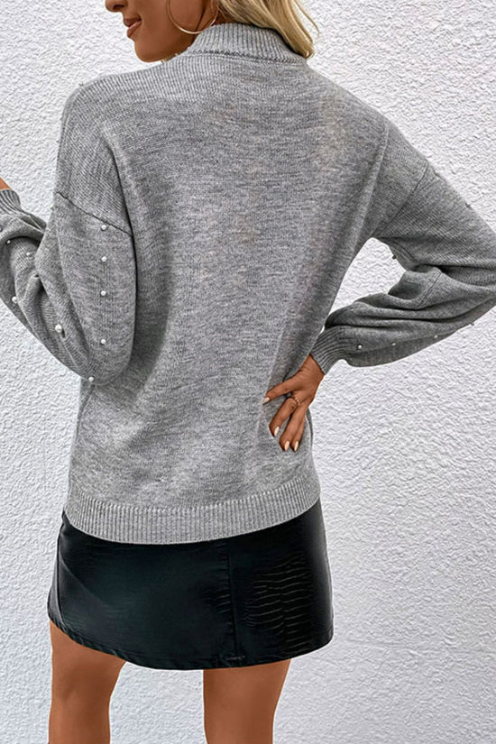 Pearl Dropped Shoulder Ribbed Trim Sweater - ONLINE ONLY 2-10 DAY SHIPPING