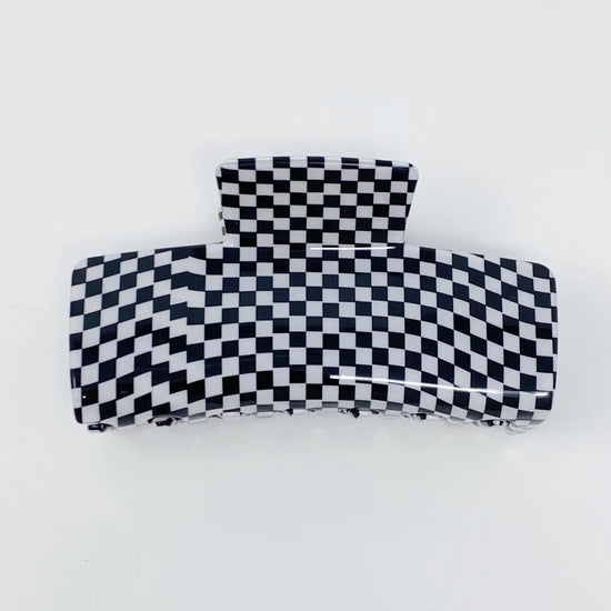 Oversized Checkered Hair Claw - In Store