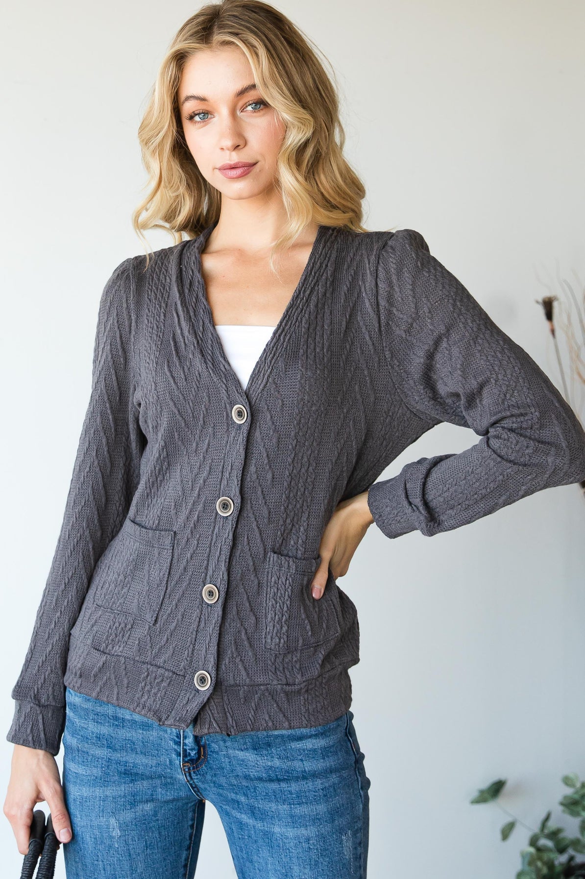 Heavy Knit Button Front Cardigan