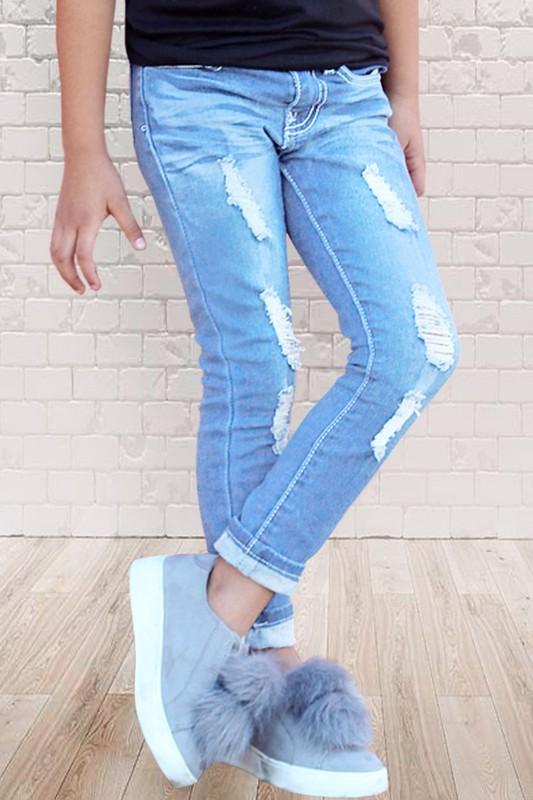 Girls Distressed Jean With Wide Cuff