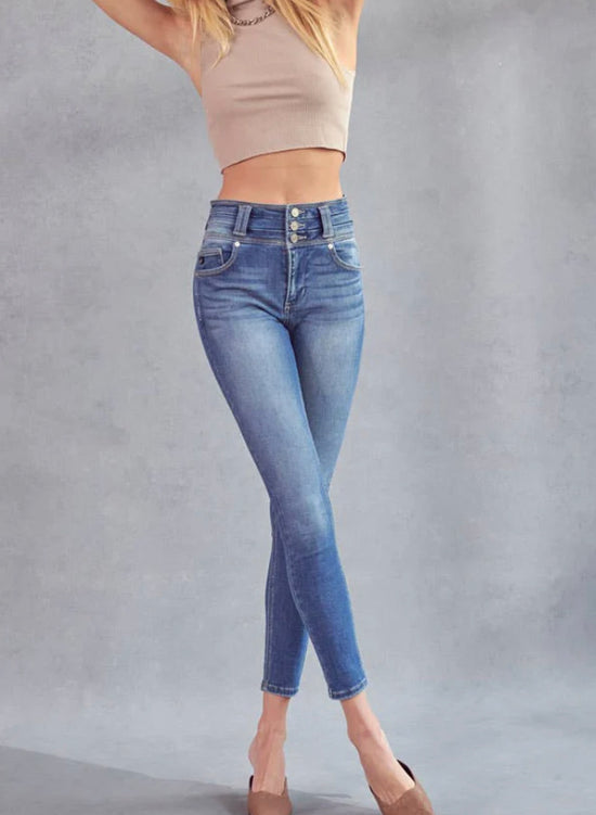 Kancan medium wash high waisted skinny jeans - In Store